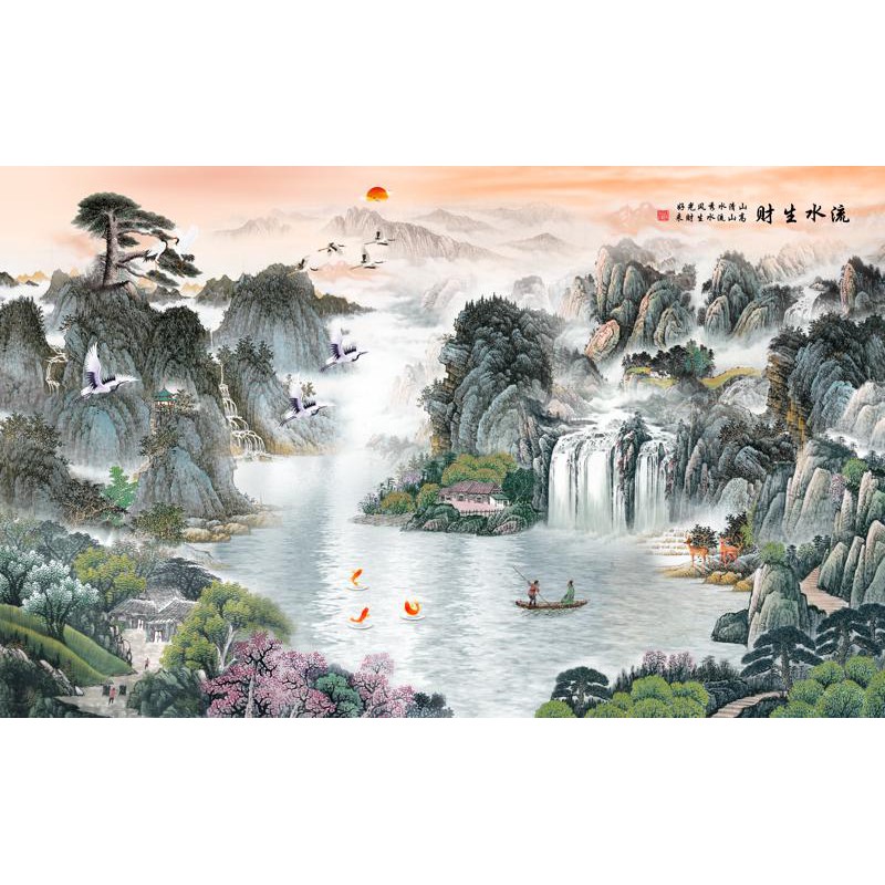 Tranh dán tường HD Thủy mặc HZTU-Vol 2   kim sa