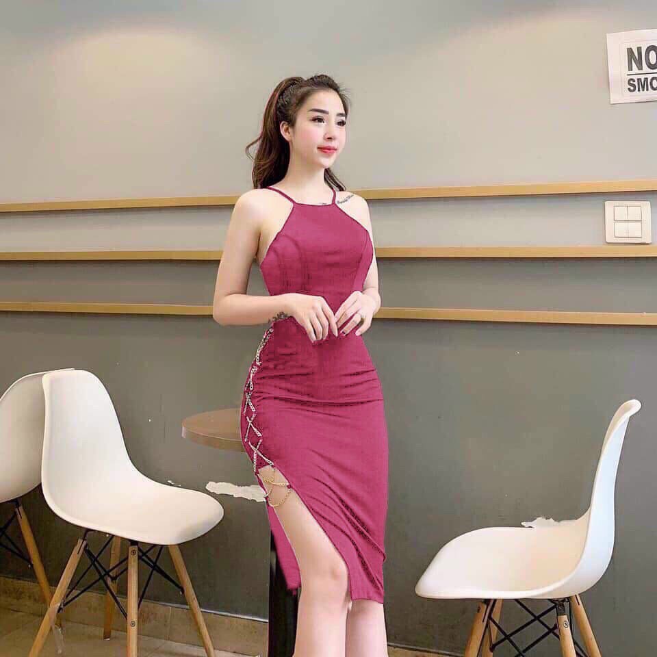 ĐẦM ÔM BODY YẾM XẺ TÀ ĐAN DÂY DD057