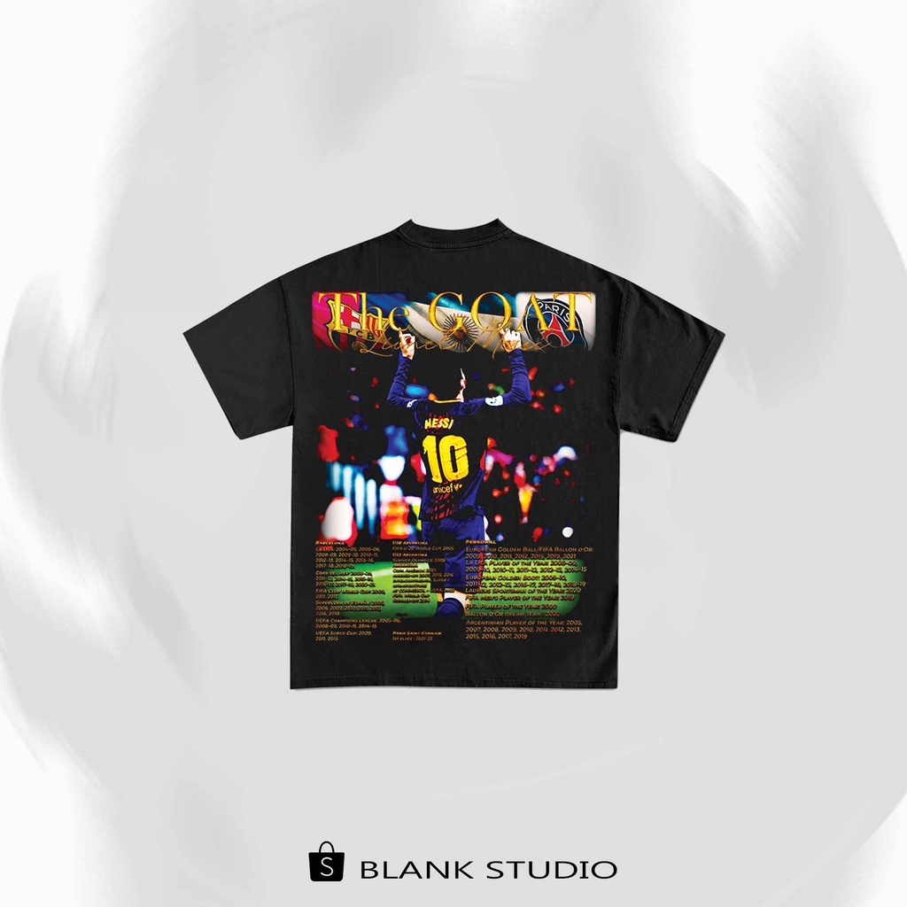 BLANK | Áo Thun MESSI Tay Lỡ Unisex - Đen Cổ Tròn