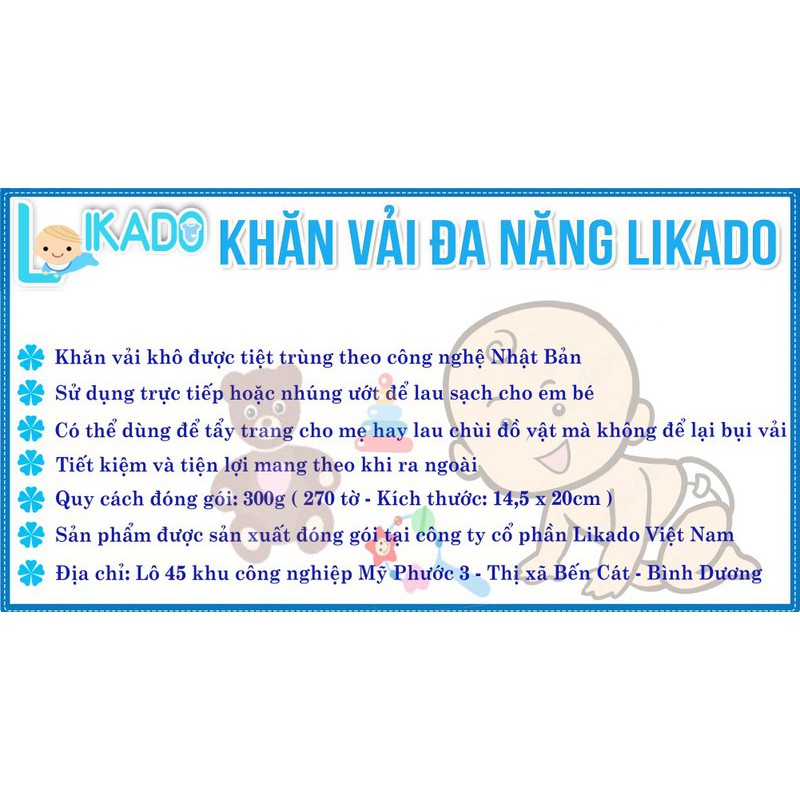 Khăn Vải Khô Đa Năng Likado 300 Gram - Mẫu Mới 2019