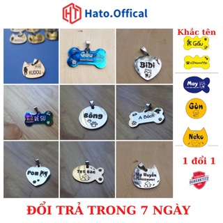 Thẻ tên thú cưng, thẻ tên chó mèo chất liệu inox không rỉ khắc nội dung theo yêu cầu HATO OFFICAL