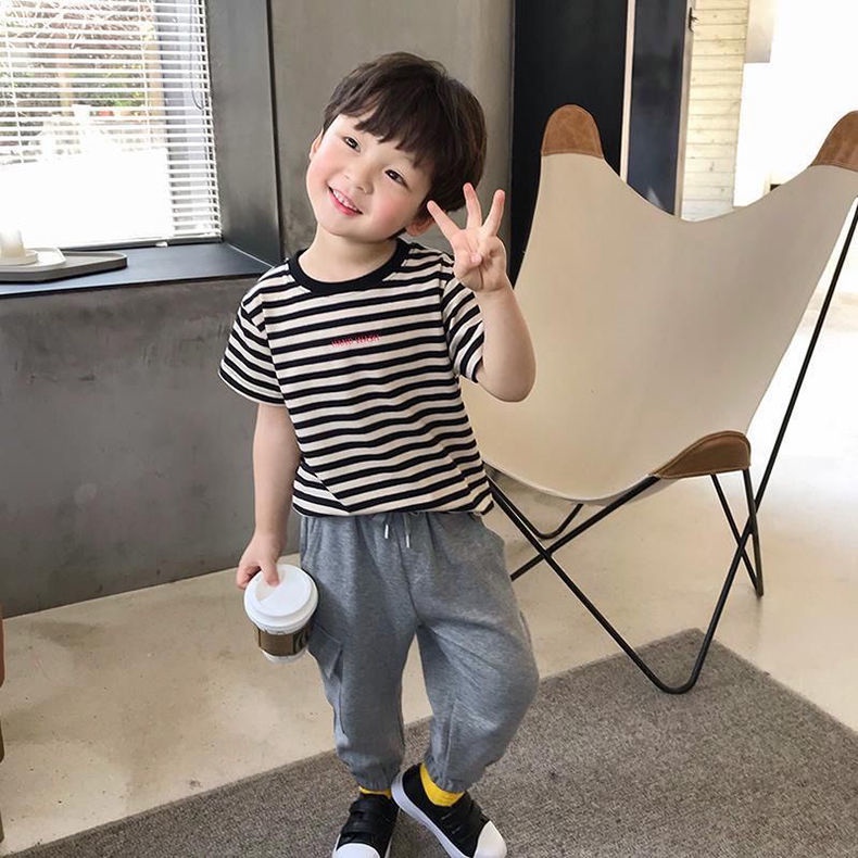 Áo Thun Tay Ngắn 100% Cotton Nguyên Chất Phong Cách Hàn Quốc Thời Trang Mùa Hè Dành Cho Trẻ Em