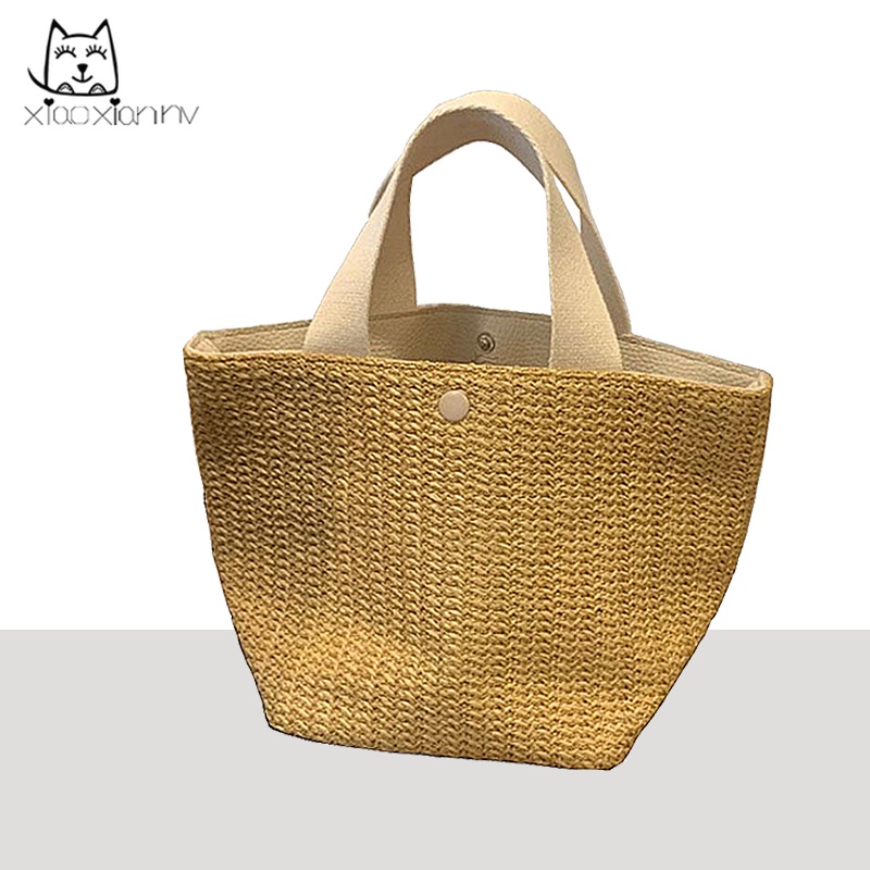 Túi đan lát kiểu dáng thời trang retro đơn giản dành cho nữ