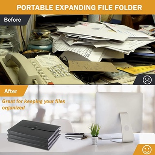 3Pcs Expanding File Folder Pocket Organizer A4 Letter Size 7 Pockets Document Keeper with Customizable Sticky Labels