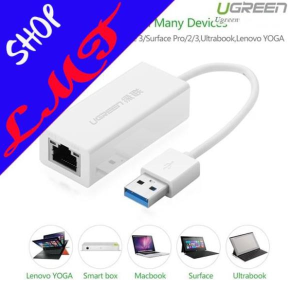 Cáp USB 3.0 to Lan màu trắng Ugreen 20255