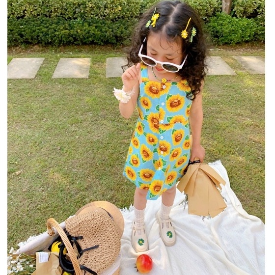 VT24 Size90-130 (9-28kg) Váy đầm bé gái (Đầm suông sát nách vải xô) CHUẨN QUẢNG CHÂU CAO CẤP