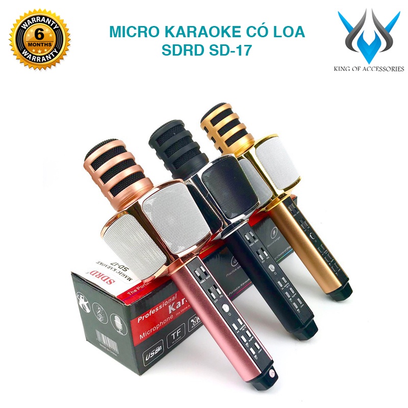 Micro karaoke bluetooth SDRD SD17 chính hãng hát cực nhẹ (Màu Random) Phụ kiện 1986