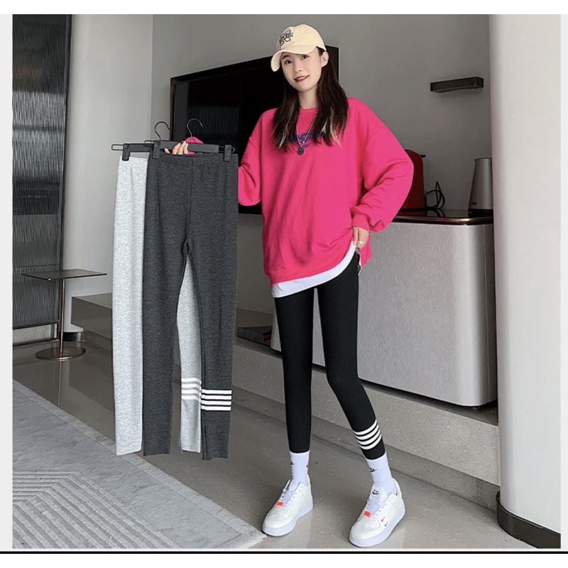 Quần LEGGING kẻ 4 sọc ngang chất len tăm có dãn 4 chiều