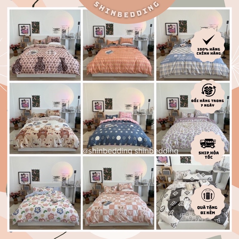 Set Bộ Vỏ Chăn Ga Cotton Poly, Nhiều Hoạ Tiết Dễ Thương (shinbedding)