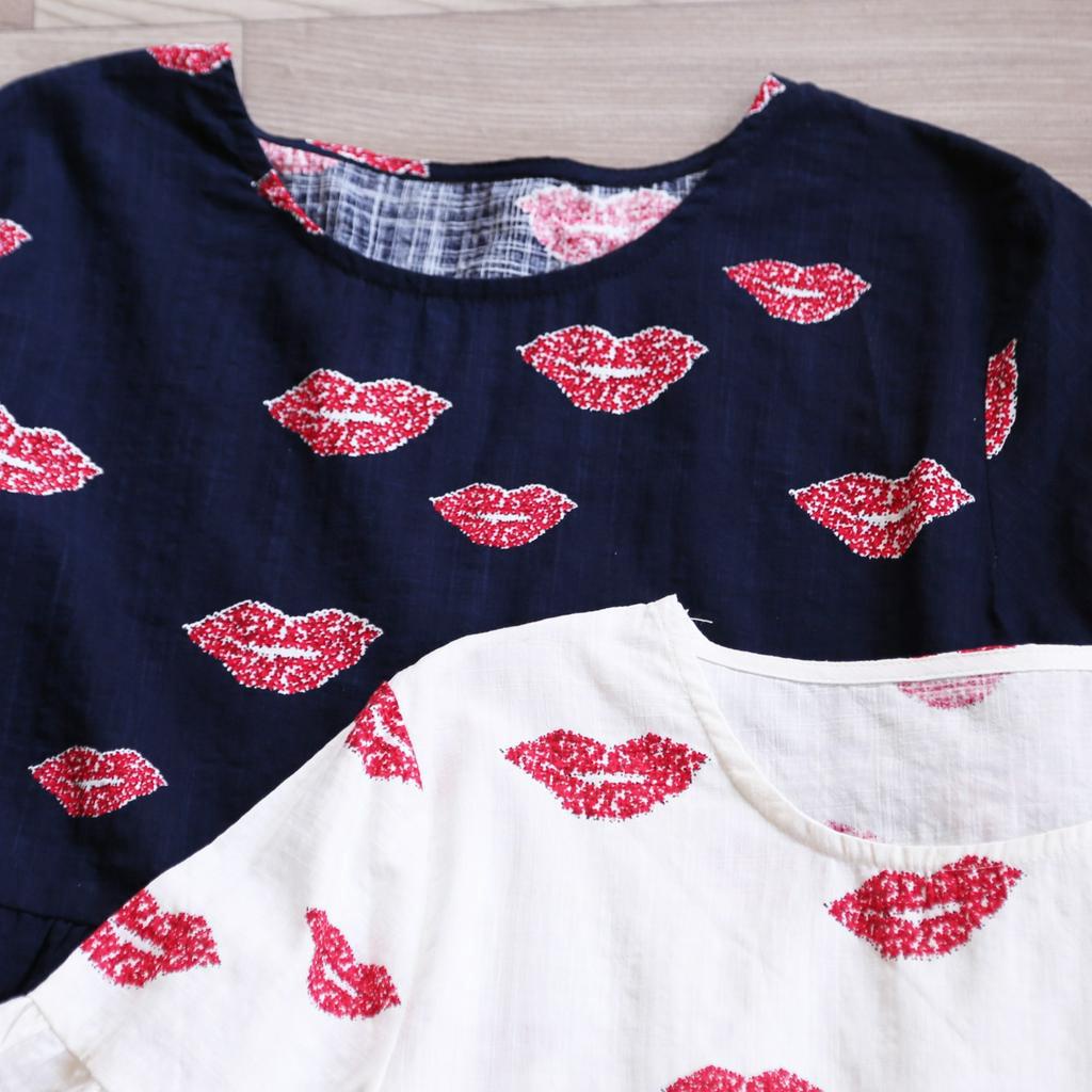 ÁO VÁY BABYDOLL TAY LOE HỌA TIẾT MÔI XINH