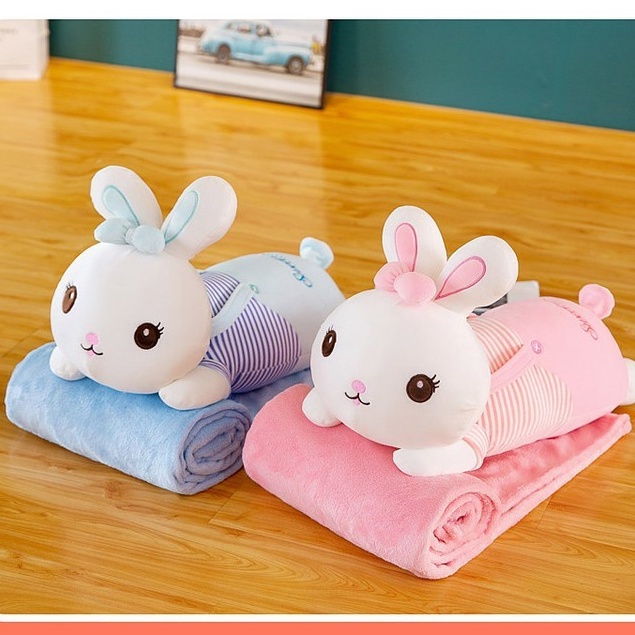 Bộ chăn gối văn phòng hình thú Chăn gối 2 in 1 Gấu bông hình thỏ đáng yêu vừa có gối vừa có chăn ❤️ 𝗚𝗜𝗔𝗗𝗨𝗡𝗚𝗛𝗔𝗡𝗢𝗜𝟯𝟵 ❤️