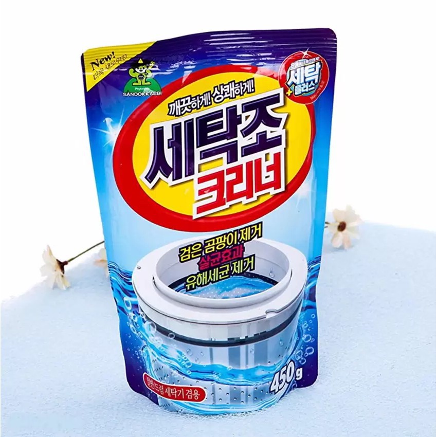 Bộ 7 Gói Vệ Sinh Lồng Máy Giặt Hàn Quốc 450g-Tặng Gói Bột Thông Cống Hando 100g
