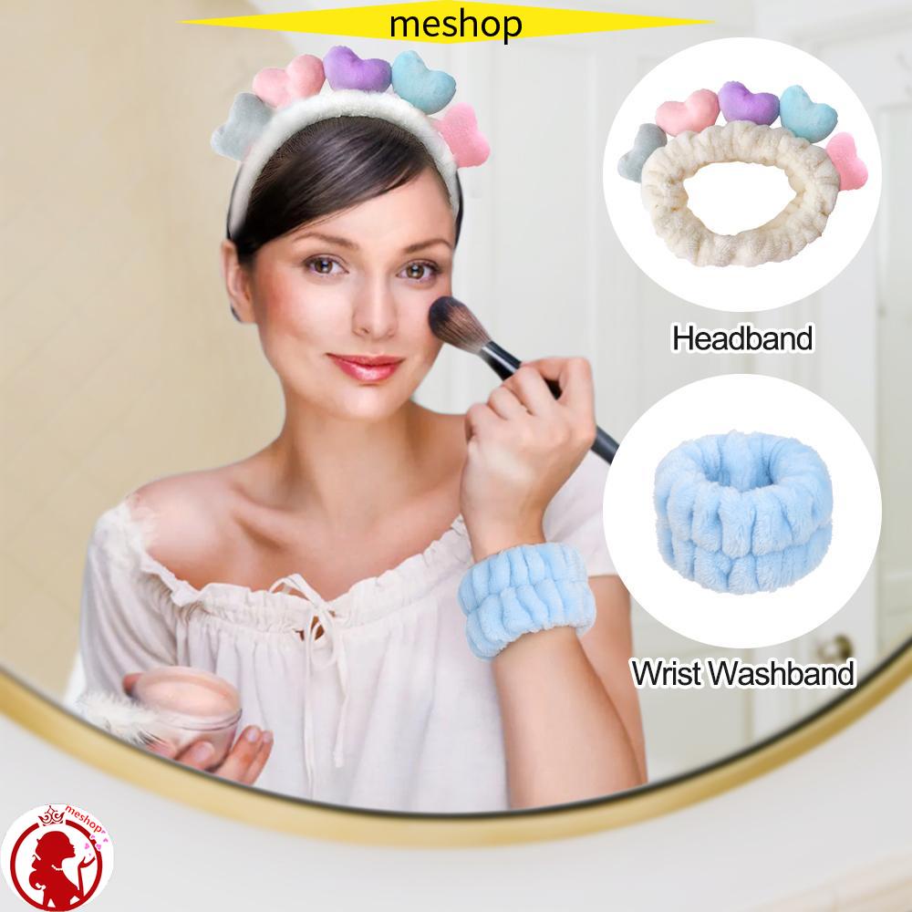 Me Set Băng Đô Đeo Cổ Tay Bằng Sợi Nhỏ Mềm Mại Thấm Hút Tốt Dùng Rửa Mặt / Chạy Bộ / Tập Yoga Cho Nữ