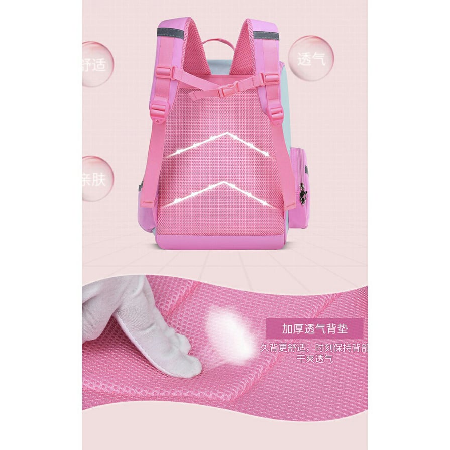 Balo học sinh chống gù, chống thấm nước cao cấp họa tiết Unicorn - Có hệ thống phản quang - BLHS03