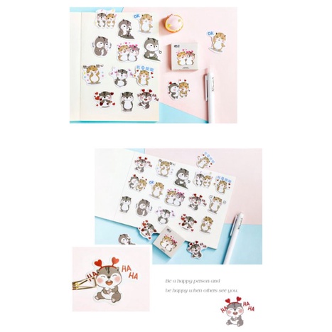 Hộp 45 hình dán sticker hình bé sóc trang trí sổ M790