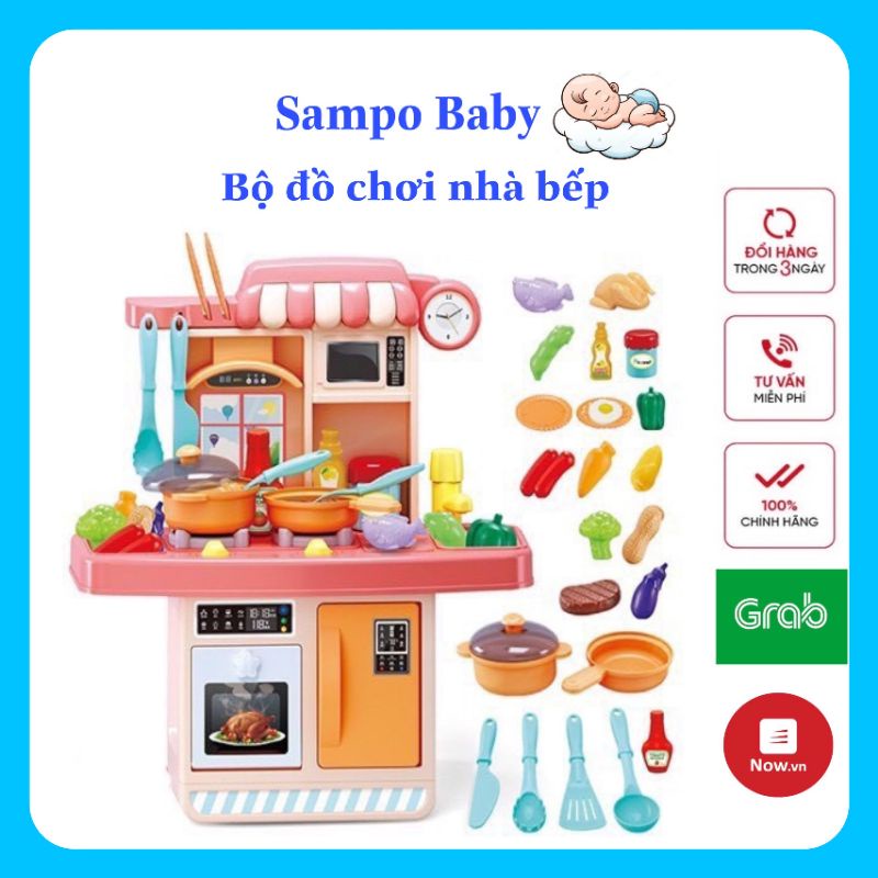 BỘ ĐỒ CHƠI NHÀ BẾP CỠ LỚN CHO BÉ, CÓ ÂM THANH, VÒI NƯỚC VÀ ĐÈN