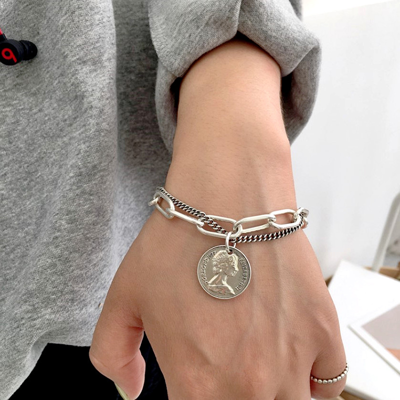 MANYUE Vòng Tay Dây Đôi Mặt Đồng Xu Vàng Thời Trang Cổ Điển