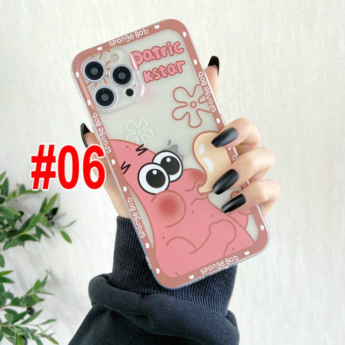 Cartoon Casing For IPhone 13 12 11 Pro Max Mini X Xs Xr 6 6s 7 8 Plus 6+ 6s+ 7+ 8+ Xsmax Promax 13Promax 12Promax 11Promax Cute Clear SpongeBob Patrick Star Fine Hole Shockproof Soft Phone Case HLJ 05