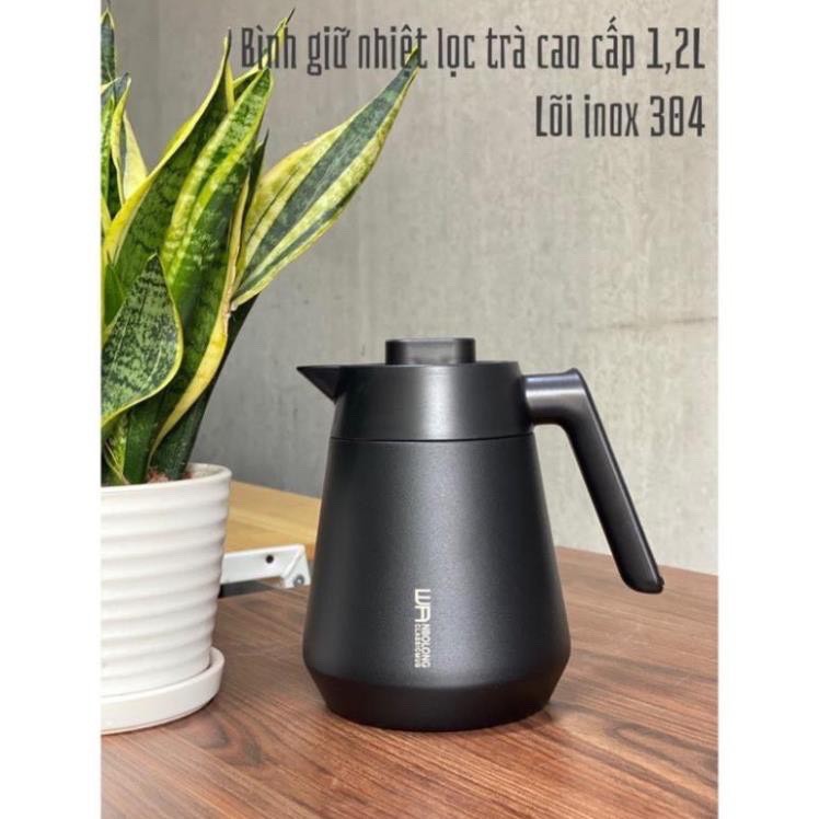 Bình giữ nhiệt có lưới lọc trà 1.2L WANBOLONG, bình uống nước men lì cao cấp - TL HOUSE