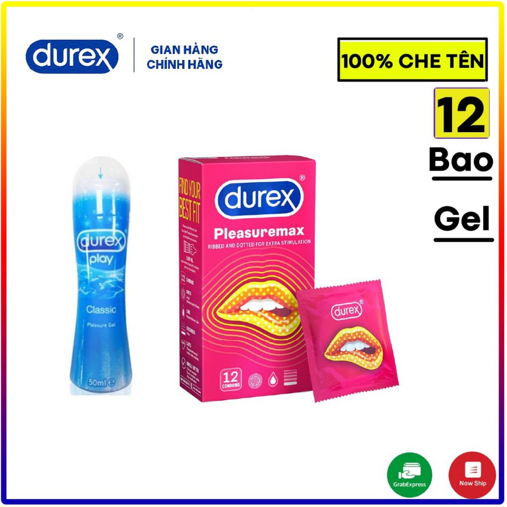 Bộ 2 bao cao su gân gai Durex Pleasuremax ( 12 bao ) và Gel bôi trơn Durex Classic 50ml.