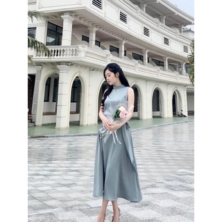 Set váy lụa satin cổ yếm tiểu thư NANSTUDIOS - MARINA SET