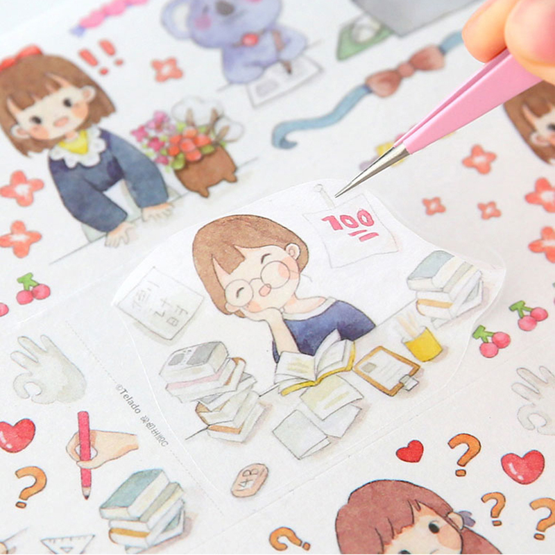 【HSU】Macaron Color Tweezers Tape Stickers Scrapbook Tools Bujo Accessories