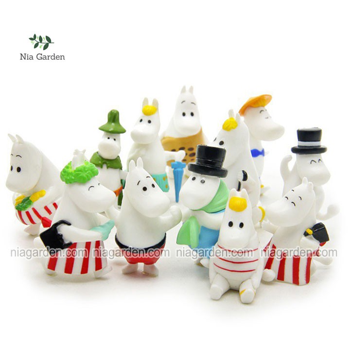 Tiểu cảnh hà mã Moomin, trang trí chậu cây nhỏ, chậu để bàn - PKTC