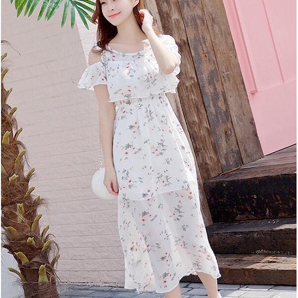 (Hàng sẵn) Đầm hoa dài mùa hè Hàn Quốc vải voan | BigBuy360 - bigbuy360.vn