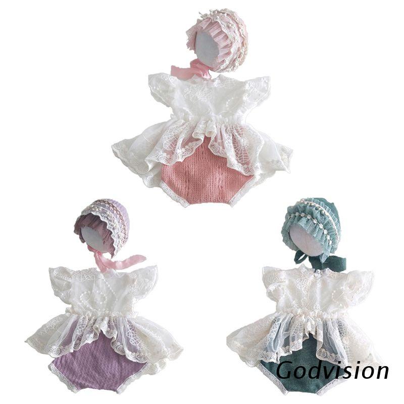 Set đồ 3 món quần bonnet làm đạo cụ chụp ảnh cho bé sơ sinh