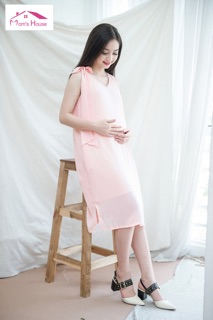 Đầm bầu sát nách nơ vai (Sale đồng giá 200k)