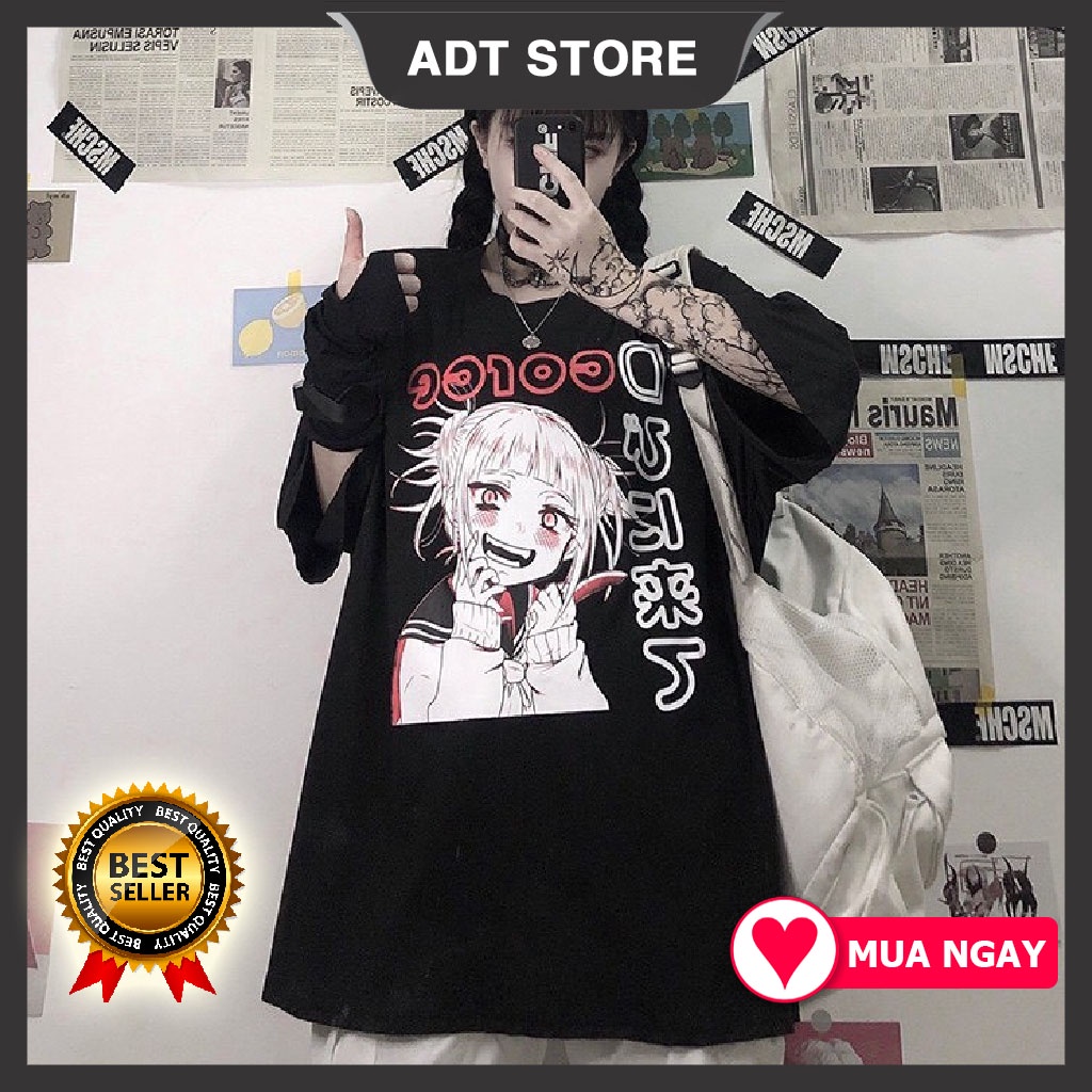 Áo Thun Unisex Nam Nữ Form Rộng Tay Lỡ TOGA HIMIKO MY HERO ACADEMIA, NỮ SÁT THỦ HỌC ĐƯỜNG, Thời Tran