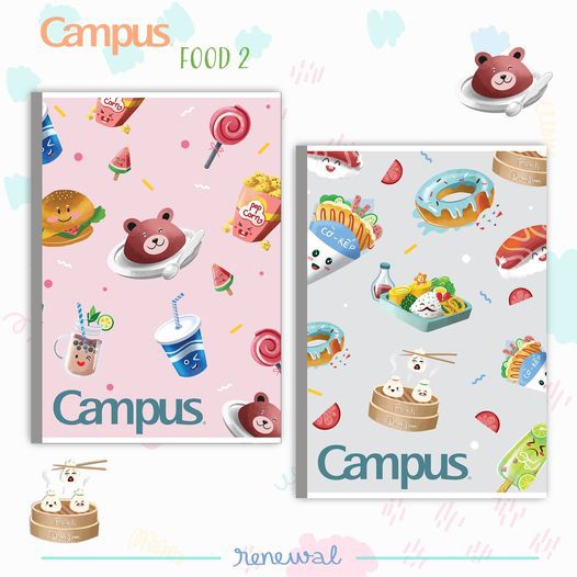 Vở CAMPUS kẻ ngang 80, 120tr FOOD, tập kẻ ngang Campus