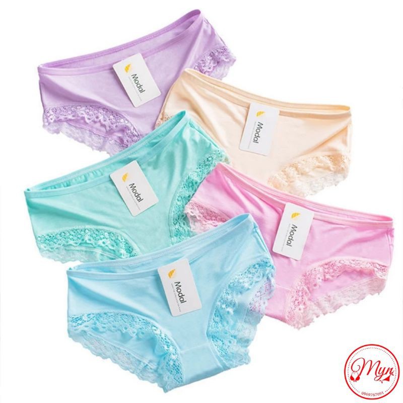 5 quần lót nữ viền ren cotton mềm mại Modal size xl