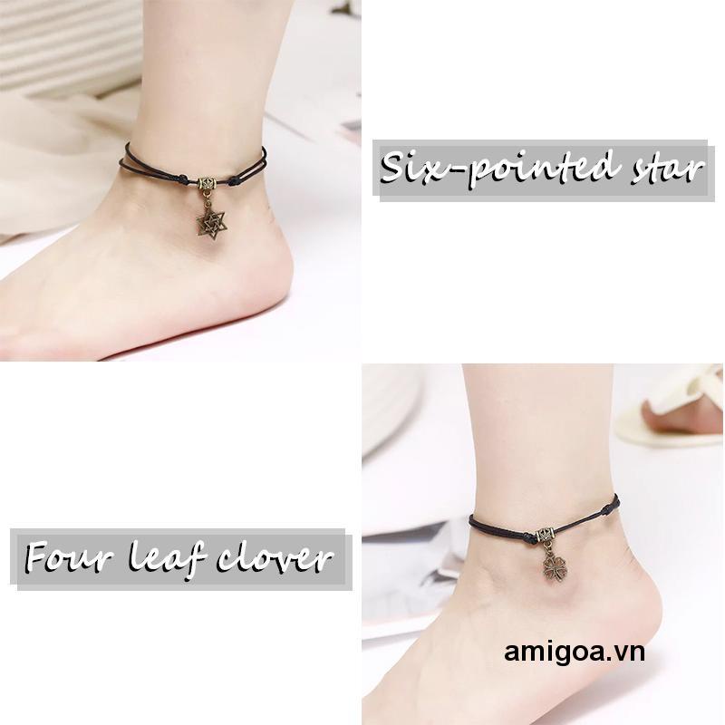 ✨✨Lắc Chân Dây Bện Màu Đen Thời Trang Cá Tính Cho Nam Và Nữ