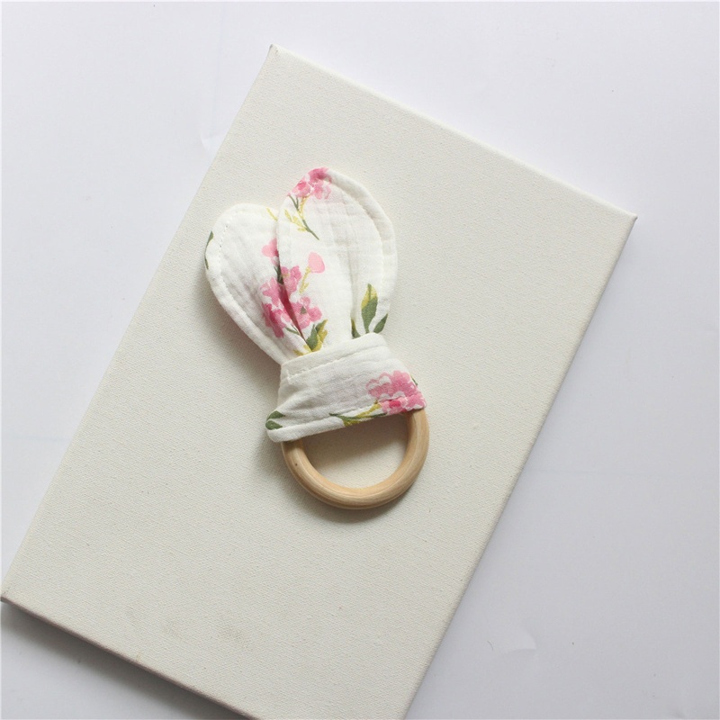 Đồ Chơi Lục Lạc Hình Tai Thỏ Bằng Cotton Mềm Mại Dễ Thương Cho Bé Mọc Răng