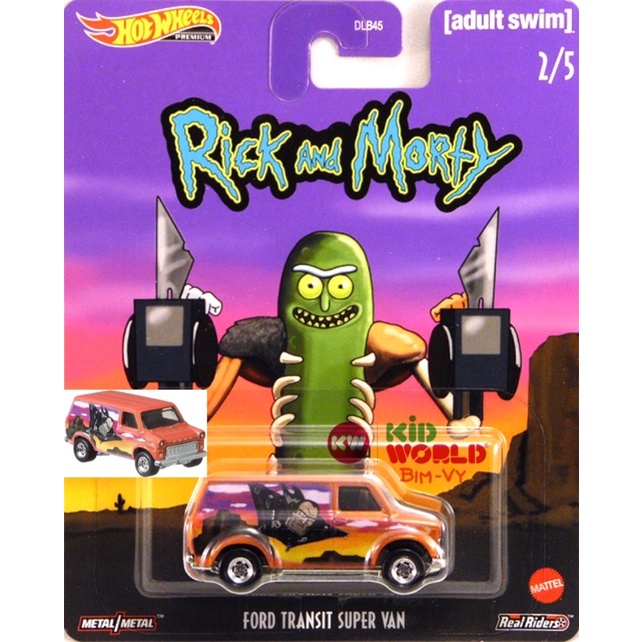 Xe mô hình Hot Wheels Premium Pop Culture Rick and Morty Ford Transit Super Van GJR26, bánh cao su.