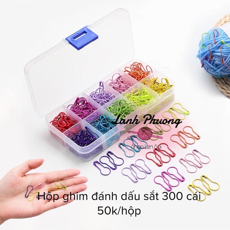 Hộp Ghim Đánh Dấu Sắt, Dụng Cụ Đánh Dấu Len Hộp 300 Cái