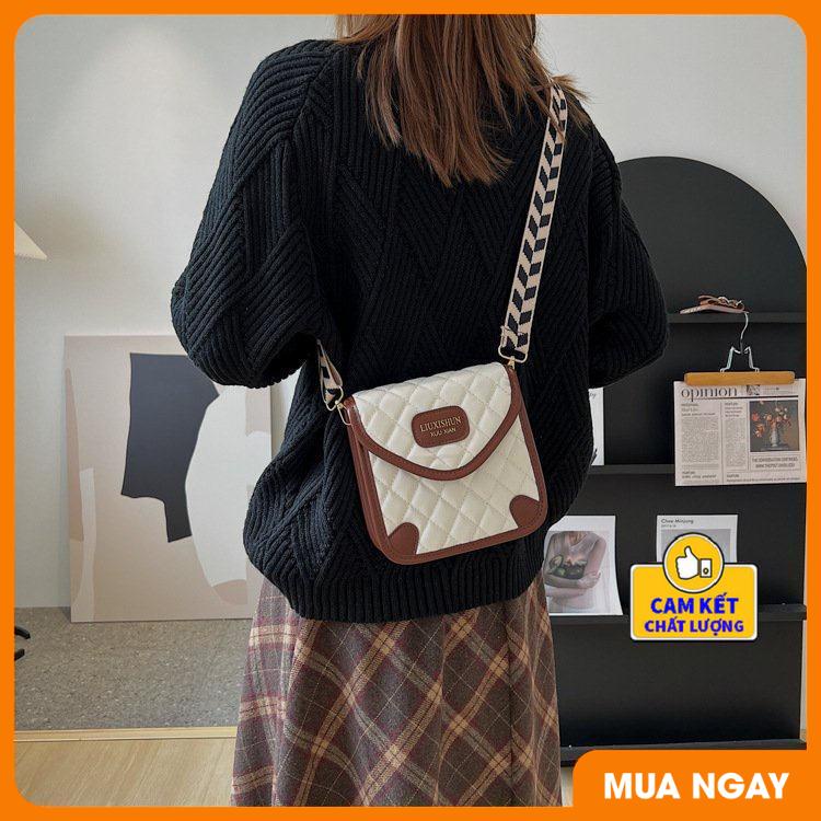 Túi đeo chéo nữ LIUXISHUN cao cấp kiểu dáng sọc caro dây đeo bản to phong cách thời trang trẻ trung sành điệu ST936