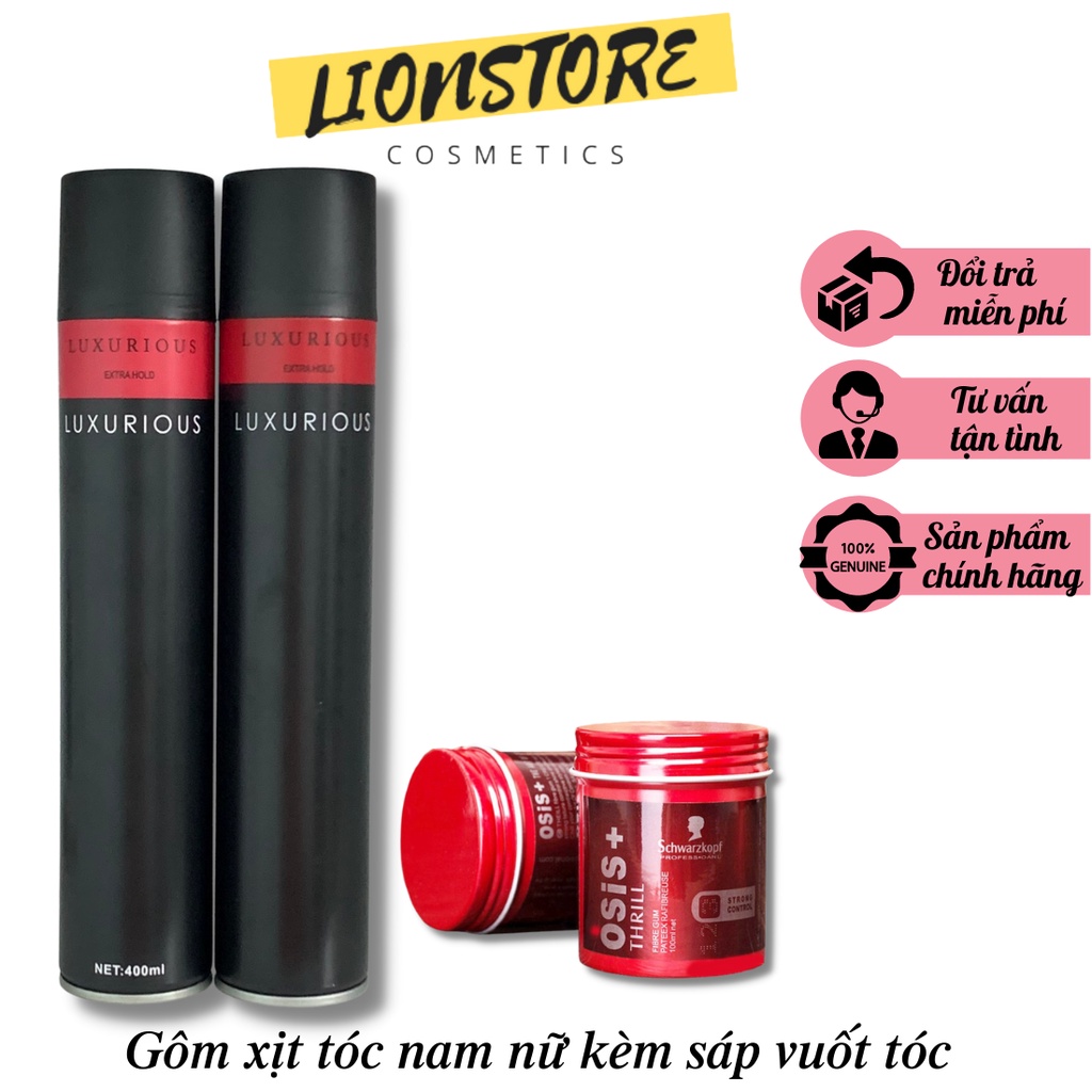 Gôm xịt tóc nam LUXURIOUS kèm sáp vuốt tóc OSIS cứng tạo kiểu giữ nếp bóng mượt