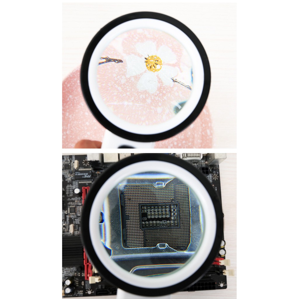 Kính Lúp siêu tiện ích. Kính lúp cầm tay có đèn Led phóng đại 30 lần K2288-85