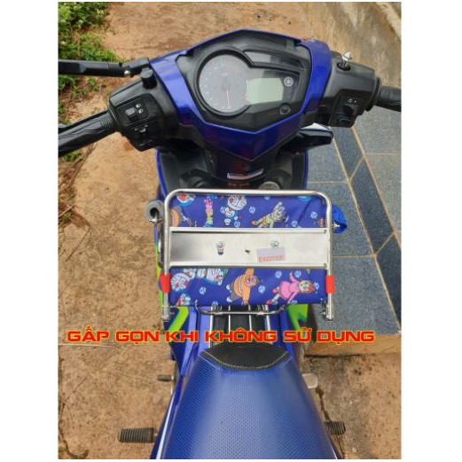 GHẾ NGỒI XE MÁY - GHẾ INOX CÓ VÒNG BẢO VỆ ,ĐỆM TỰA LƯNG CHO BÉ