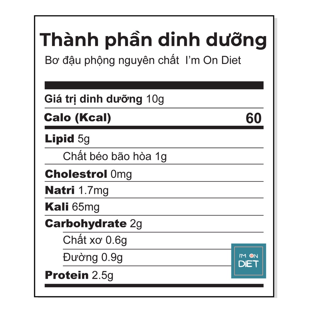 BƠ ĐẬU PHỘNG | BƠ LẠC KHÔNG ĐƯỜNG [Sánh Mịn] | I'M ON DIET | 120g - 220g - 320g | Ăn Kiêng - Eat Clean - Ăn Chay