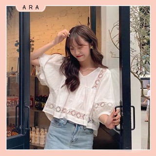 Áo babydoll ren ngắn tay