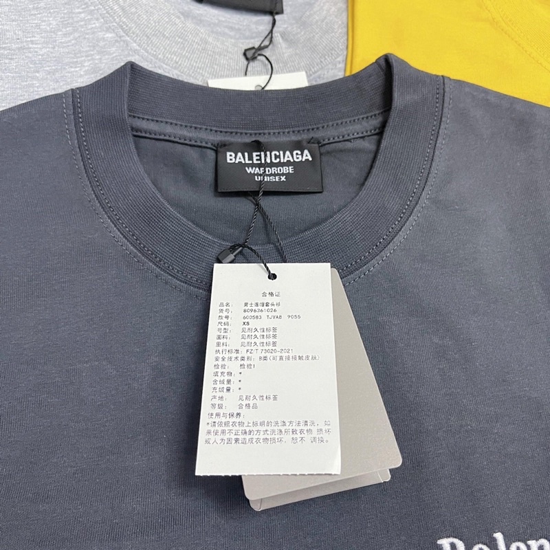 Áo tee BLCIAGA  wave logo chữ thêu cao cấp full tag túi, áo thun BLCAGA