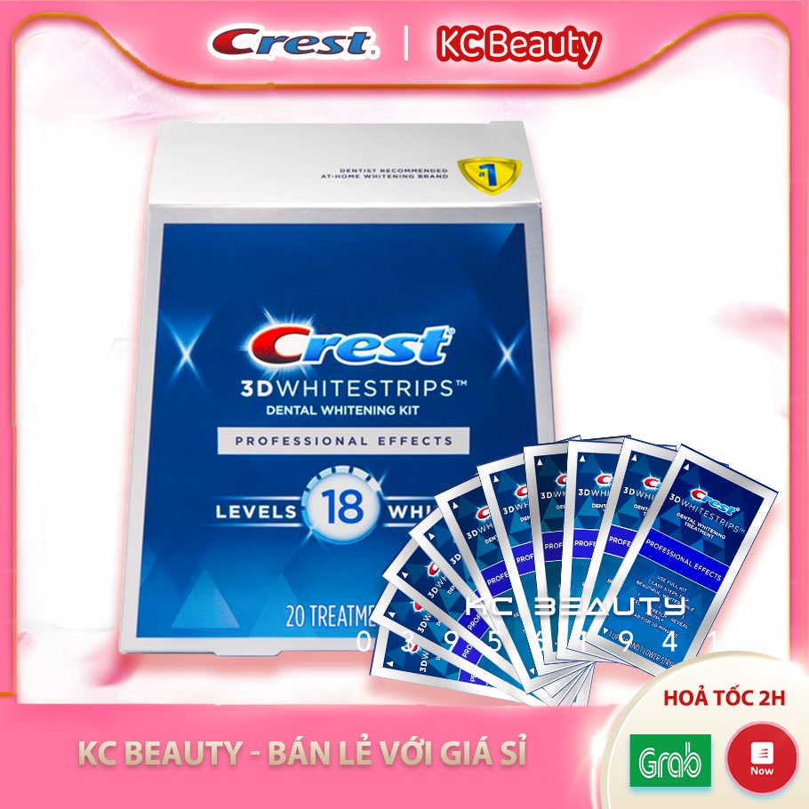 FullBox hộp 20 gói Miếng dán trắng răng Crest 3D White Professional Effects - Giá Sỉ