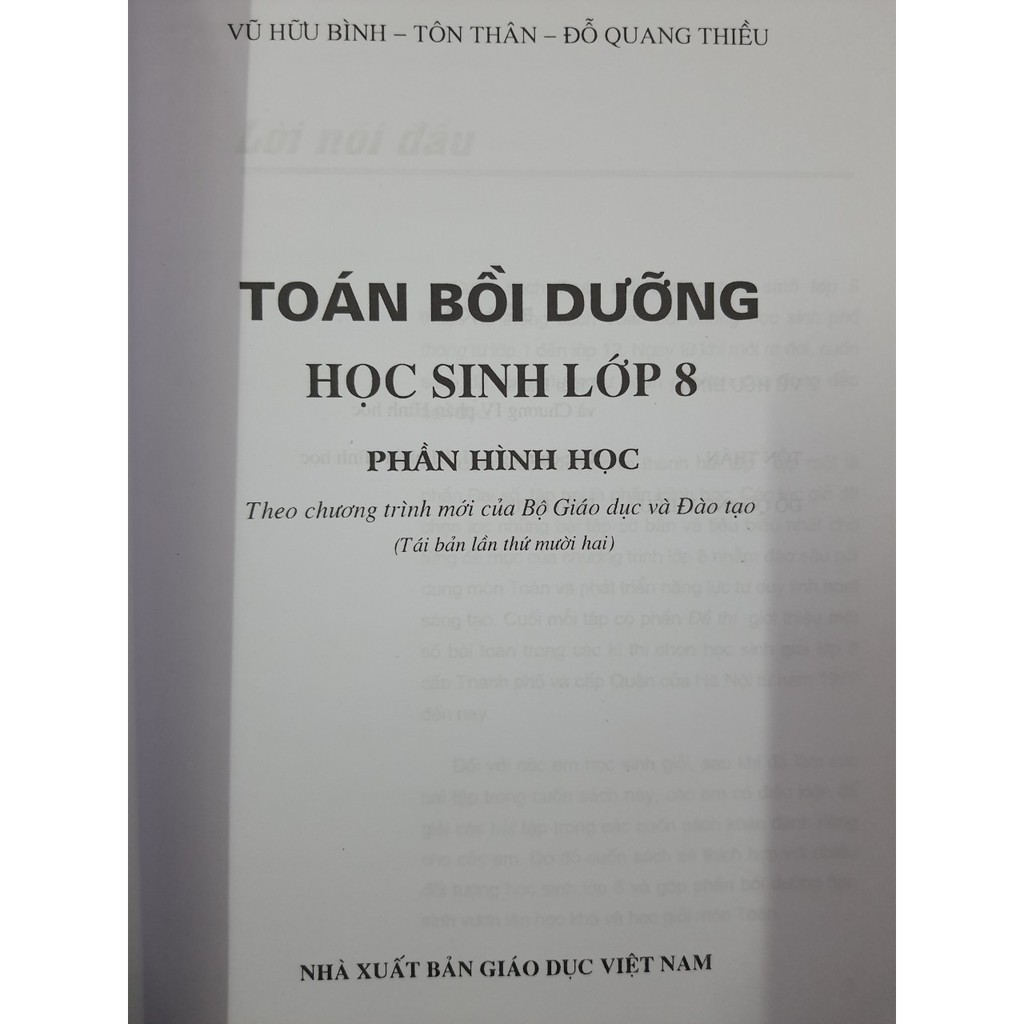 Sách - Toán bồi dưỡng học sinh Lớp 8 Hình Học