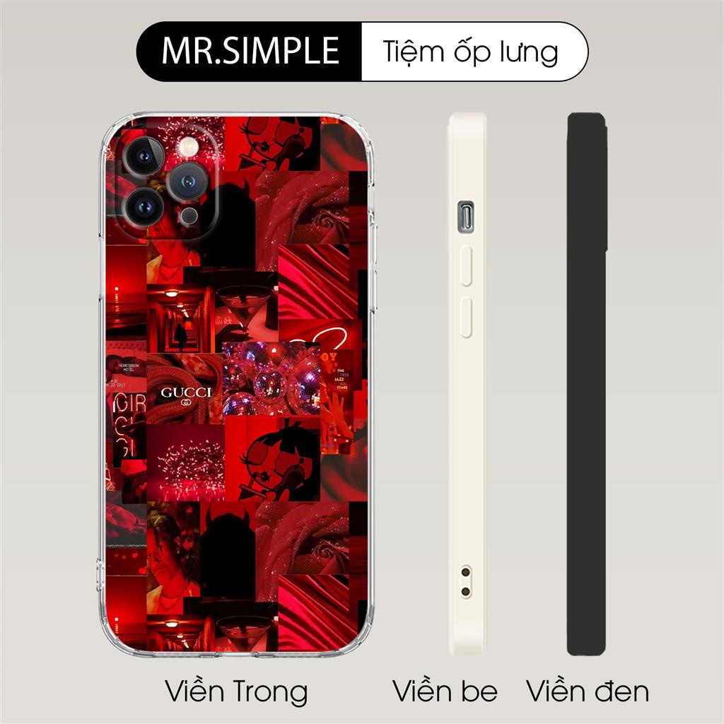 Ốp Lưng Aesthetic red collage màu đỏ thú vị cho Iphone 5 6 7 8 Plus 11 12 Pro Max X Xr PAP20210700