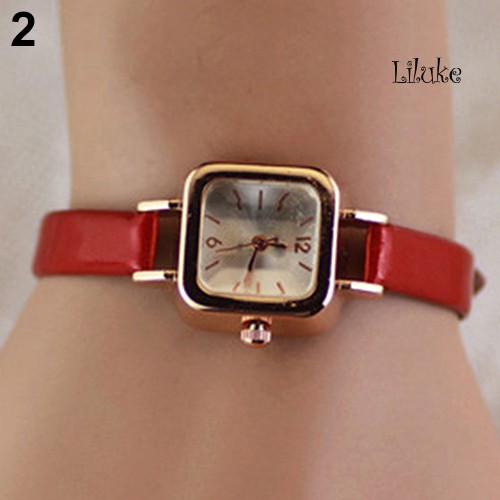 Đồng Hồ Đeo Tay Nữ Mặt Vuông Dây Giả Da Thời Trang