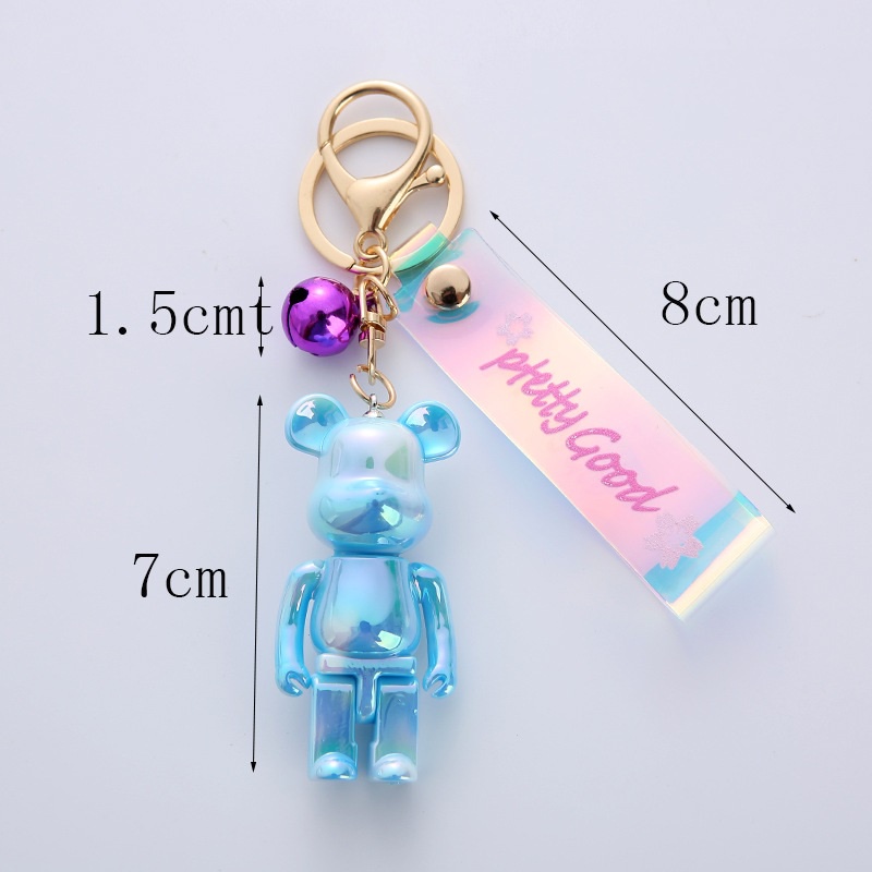 Móc khoá cute gấu bearbrick có chuông bằng kim loại giá rẻ quà lưu niệm Gôn đồ chơi