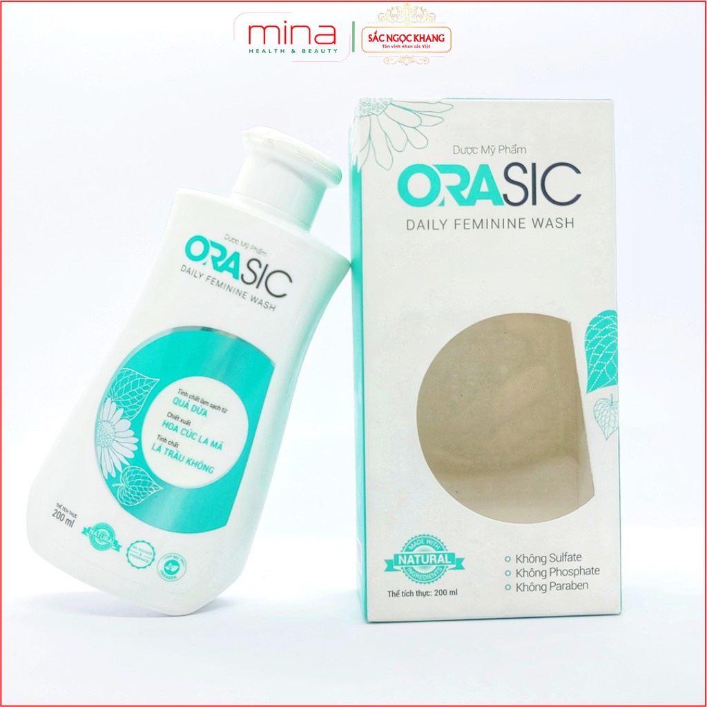Dung Dịch Vệ Sinh Phụ Nữ Hàng Ngày ORASIC 200ml - Tinh chất lá Trầu Không làm sạch, dưỡng ẩm, khử mùi, kháng khuẩn